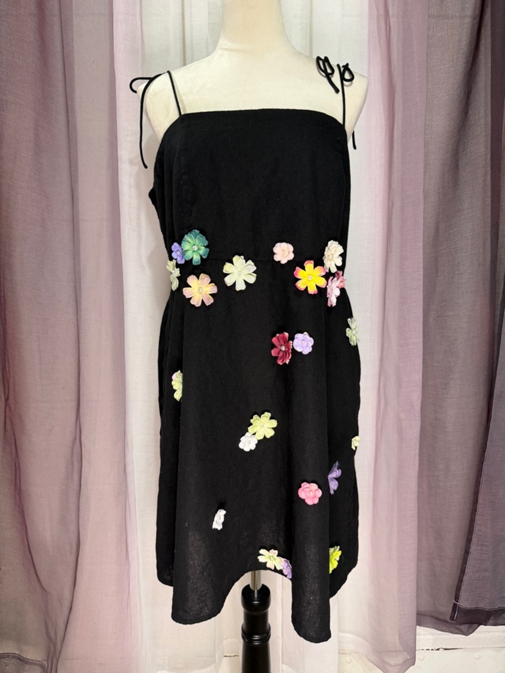 Hand embellished pearl and floral Old Navy Black dress